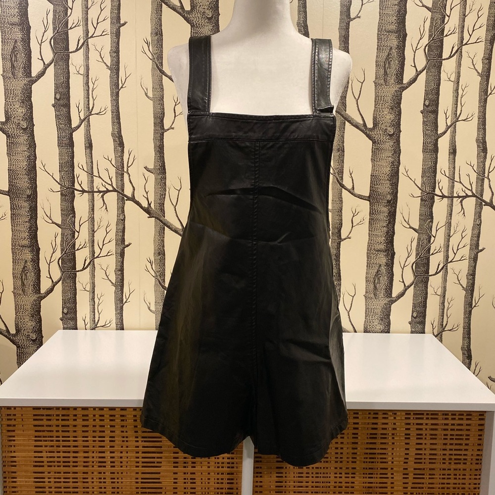 Faux Leather Overall Shorts - Unique style!